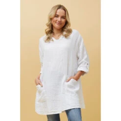 SILVAVA HOODED LINEN TUNIC TOP -Printedcarpetus 235df8b0111c6a1b054810f6d27034b8