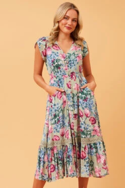 Stella MOROCCO FLORAL BOHO MIDI DRESS -Printedcarpetus 23784c7a6a06dea6ca375060e9f72d68