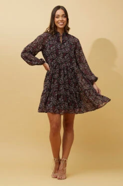 CALVIN BALLOON SLEEVE FLORAL SHORT DRESS -Printedcarpetus 23885fb720e7d2b1a2cb4503e0a4b827