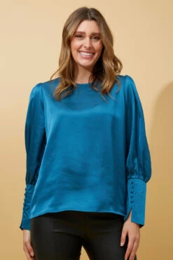 DOM BALLOON SLEEVE SATIN BLOUSE -Printedcarpetus 23ef3150276ac1e8f4bc6f8769d95919