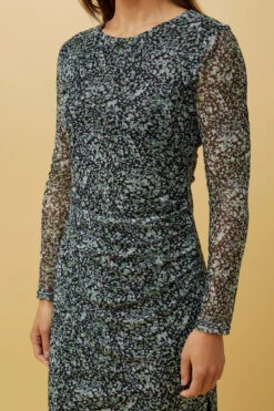 JUAN ABSTRACT PRINT RUCHED MIDI DRESS -Printedcarpetus 2409a47a09f8007607e0e6275b7b5341