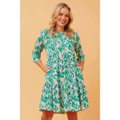 NIKO ABSTRACT PRINT SHORT DRESS -Printedcarpetus 246326714b9b27108112e30433ad96ee