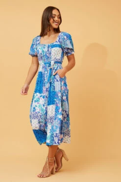 BRITTANY PATCHWORK FLORAL DRESS -Printedcarpetus 248ab6ad9b29e198521e5e4ccb91acc3