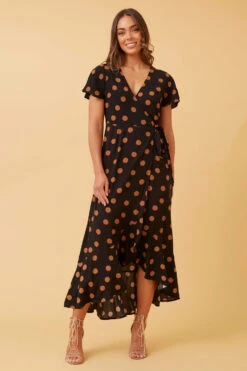 RAMISA POLKA DOT WRAP DRESS