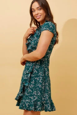 FRIDA FLORAL MOCK WRAP DRESS -Printedcarpetus 29443531f547b5eb8dd282109d018fa5