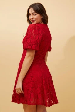 OLETI FLORAL LACE SHORT DRESS -Printedcarpetus 2aa794f506ecb4655d11e65c7c79b717