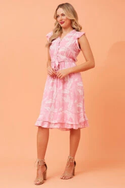 RAVINA LEAF PRINT SHORT DRESS -Printedcarpetus 2ea50a17001d57689f0a7e3f23d86774