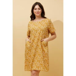 VINE LEAF PRINT SHIFT DRESS -Printedcarpetus 2f0345ff34ca8ed221d99e652b32cd06