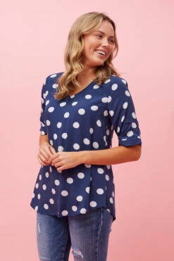 KENDRA POLKA DOT BUTTON DETAIL TOP -Printedcarpetus 2f7f289a7fa7ef239c52ac249cabb28a