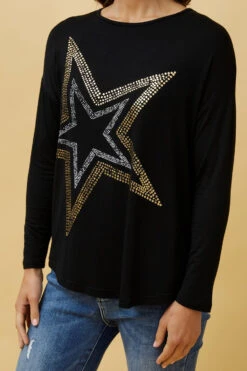 EVA LONG SLEEVE STAR PRINT TOP -Printedcarpetus 300ee0e971ac36e4711a9312da49b52a