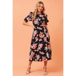 PEYTON FLORAL MIDI DRESS -Printedcarpetus 314ebbfde055391583e20ba683e37f0f