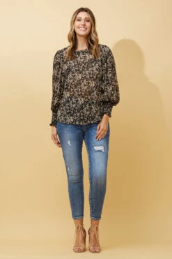 CLASSIC ABSTRACT PRINT BALLOON SLEEVE BLOUSE -Printedcarpetus 3153f57bf44e6a60736e589fa97e5df6