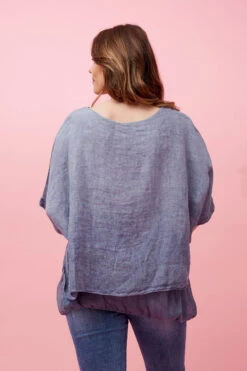 GIANA OVERSIZED DOUBLE LAYERED LINEN TOP -Printedcarpetus 31b246d5ea1da4aa88a397ef048f7db4