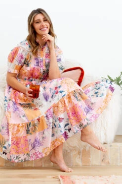 MEDINA FLORAL PATCHWORK BOHO DRESS -Printedcarpetus 31d489b5766a13aa72586b05457bb0cd