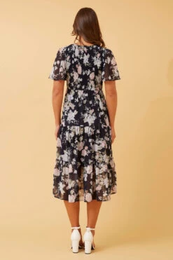 MARSHA FLORAL SHIRRED MIDI DRESS -Printedcarpetus 329a82b49eff6f20968d3b8613e5fb53