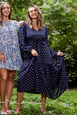 CRYSTELLE TEARDROP FOIL PRINT MAXI DRESS -Printedcarpetus 333bdc97b7a55bed82d79db6b67ba102