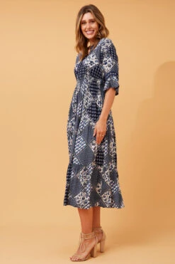 GILMA PATCHWORK BOHO MIDI DRESS -Printedcarpetus 33cbf35e3e91fdae8d074ea864590c64