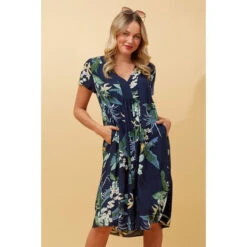 ALOHA TROPICAL PRINT SHORT DRESS -Printedcarpetus 33efdc411e2132ddf857b1a2d4b4ed78