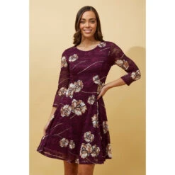 CAMILA FLORAL LACE SHORT DRESS -Printedcarpetus 3463e6067efe4d5900608dcf578b9f08