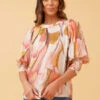 ELEGANT ABSTRACT PRINT BLOUSE -Printedcarpetus 34fb2ec74070415c9cf353e63d7fe64d