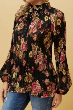 PETA FLORAL PLEATED BLOUSE -Printedcarpetus 352136f6190468408e3f5f3526594af3