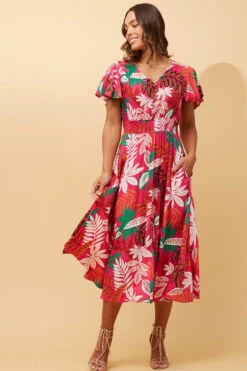 Stella FLORIDA LEAF PRINT MIDI DRESS -Printedcarpetus 35ac845972d632e4f9754df549100e8c