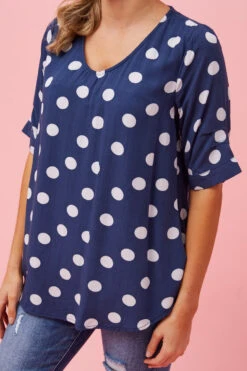 KENDRA POLKA DOT BUTTON DETAIL TOP -Printedcarpetus 35d11d742898d0806af1bbcbee15ddaa