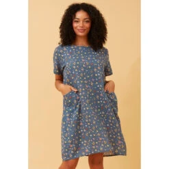 VINE DITSY FLORAL SHIFT DRESS -Printedcarpetus 369919acde02b6a1c753f39c7986b302