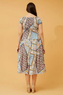 PERSIA PATCHWORK BOHO MIDI DRESS -Printedcarpetus 36a2166e5a910e8970c00b120b988b58