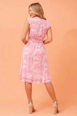 RAVINA LEAF PRINT SHORT DRESS -Printedcarpetus 372e30b55cde364dce987ad4290a7f35