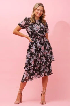 DAVINA FLORAL MIDI DRESS -Printedcarpetus 3c5745681f9524514e67838f260cc1e3
