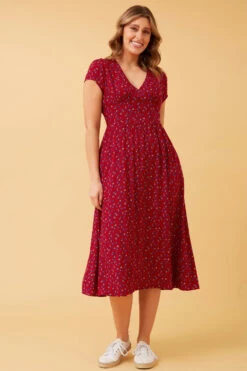 JORDON DITSY FLORAL MIDI DRESS -Printedcarpetus 3d23230b39ae0153efe5cf836ebfe431