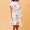 ANTONELLA FLORAL LINEN MIDI DRESS -Printedcarpetus 3d3891fdb4728393ad3f90823a8e1720