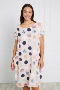 MESSINA POLKA DOT LINEN DRESS -Printedcarpetus 3d736425d4b8f3a1ce32227e3e3765be