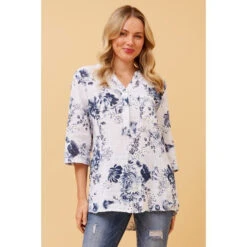 IMOGEN FLORAL LINEN TOP -Printedcarpetus 3d78ce46253cd7346b57bd220215cd3c
