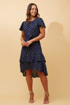 IZZY GOLD TEAR DROPMIDI DRESS -Printedcarpetus 4182cd4fcebee5449bb228ccb7c94098