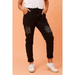 JANJA SEQUIN PATCHWORK PRINT JOGGERS -Printedcarpetus 419730bee9870b419e7ffd9f239dce7e