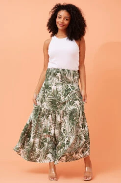 BETTINA LEAF PRINT MAXI SKIRT -Printedcarpetus 41a631894eef33a82e5b657549b50e9e