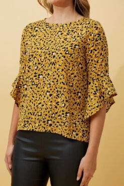 FOREVER NEW LEOPARD FLUTE SLEEVE BLOUSE -Printedcarpetus 41dac8d091c6c5178070da3359861002