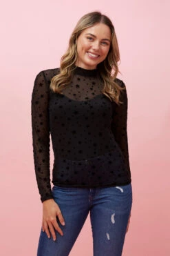 KAMALA STAR PRINT MESH TOP -Printedcarpetus 421358dd663ae5ca0f4c95d2105294da b5db869f f2c0 4d94 b064 7c755935ab05