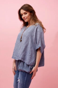 GIANA OVERSIZED DOUBLE LAYERED LINEN TOP -Printedcarpetus 428e6389be1725c9b46508c3cca2b8db