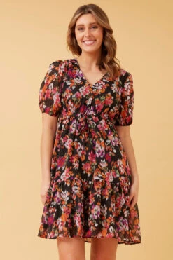 KIKI FLORAL TIERED SHORT DRESS -Printedcarpetus 43b72b46b25998cf4e0720114a33cfb6