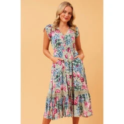 Stella MOROCCO FLORAL BOHO MIDI DRESS -Printedcarpetus 43ec3f02c4ce06ca1593fe4c350849ca