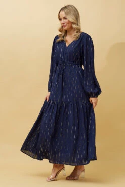 CRYSTELLE GOLD FOIL PRINT MAXI DRESS -Printedcarpetus 4486796fa1fdd611b00d76829fa4ee97