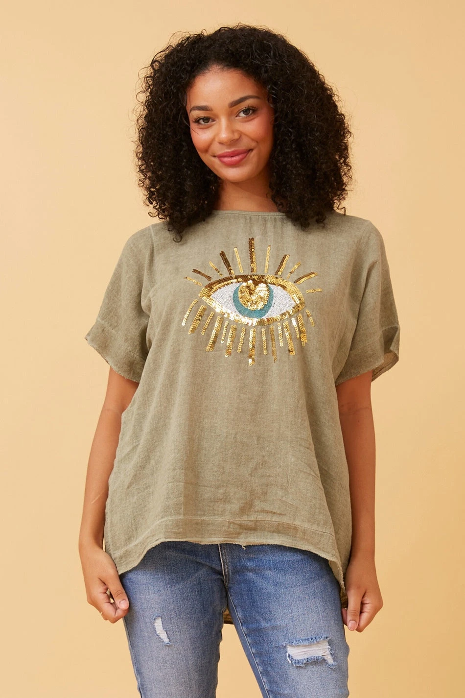 JULINA EVIL EYE LINEN TOP 4 JULINA EVIL EYE LINEN TOP - Image 2
