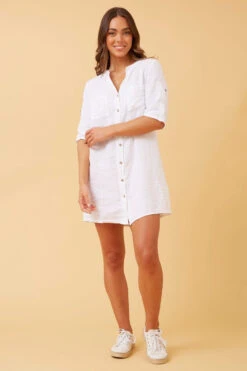 GRAZIA LINEN SHORT DRESS -Printedcarpetus 453ac5e6617646919cc0d17c9a4ebae6