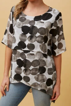 DOUBLE LAYER ASYMMETRICAL HEM TOP -Printedcarpetus 45a3b90d6ac8dab6b1f57e6e0aff2407