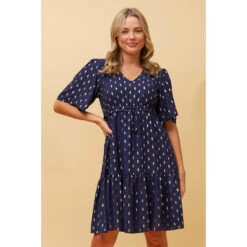 DIAMOND TEARDROP FOIL PRINT SHORT DRESS -Printedcarpetus 46484839daefd860aaf139f8136ecb80