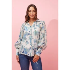 BELLE LONG BALLOON SLEEVE FLORAL SHIRT -Printedcarpetus 47d0bac0442f843a63b09f33d80ddca3