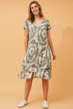 ELECTRA DOUBLE LAYER PRINTED DRESS -Printedcarpetus 47d6b1c99a8013b0f0e23b238a038ccd